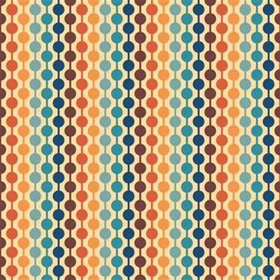Columns of retro beads on a butter yellow ground